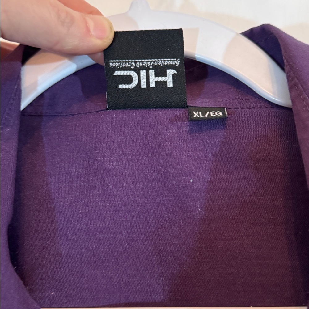 Purple Floral Embroidered Men's Shirt Hawaiian Island Connection XL button down - Picture 6 of 9
